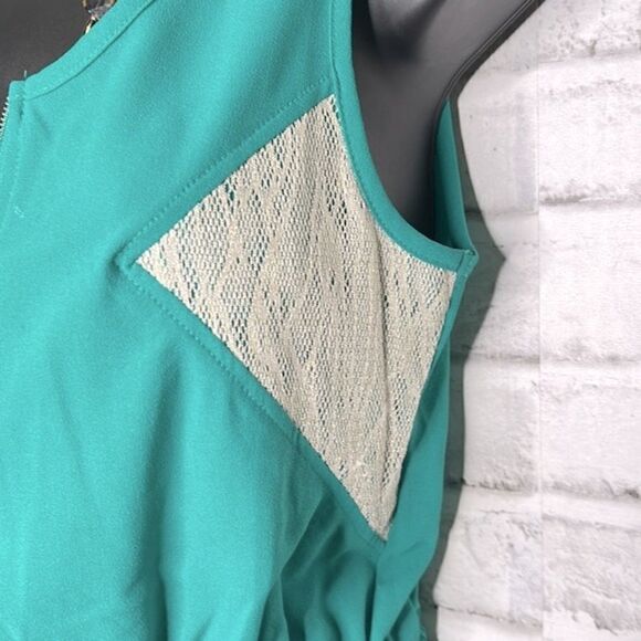 Chloe K. Turquoise Teal Pinched Waist Boho Hippie Mini Dress Size Small - Picture 3 of 6